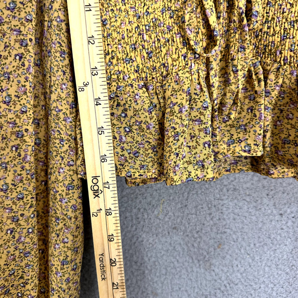 She + Sky Top Women Small Yellow Dainty Floral Boho Hippie Cottagecore Coquette - Picture 4 of 7